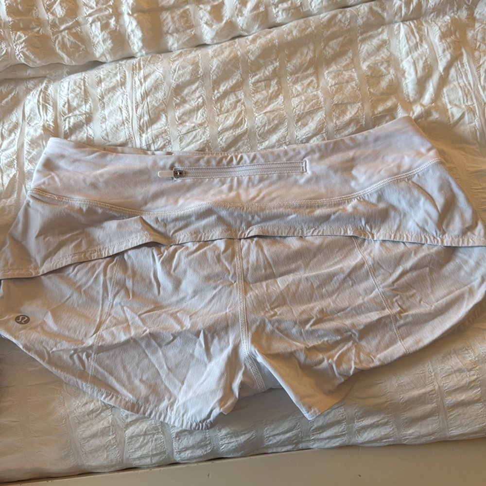 White lululemon speed shorts